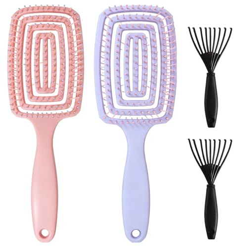 4 Cepillo Pelo Antirotura, Cepillo de Pelo Antitirones, Cepillo Desenredante sin Tirones, Cepillo para el cabello desenredante ventilado húmedo y seco, para hombres, mujeres y niños