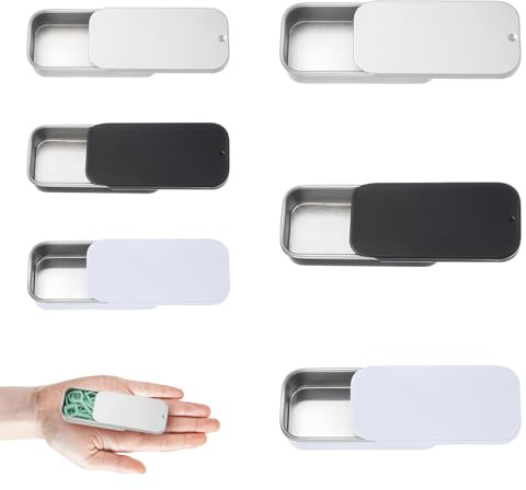 Cajas metálicas para hilo dental 6 unidades, organizadores pequeños portátiles de hierro en dos tamaños, ideales para hogar, viaje y camping, color plata