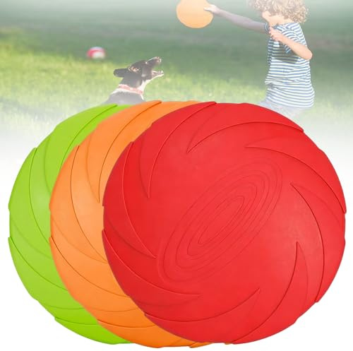 Frisbee per cani, 3 pezzi da 18 cm, in gomma naturale, per terra e acqua, giocattolo per cani, disco da addestramento, disco da lancio per recuperare e catturare in giardino, parco, fino a cani di
