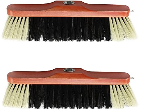 COM-FOUR® 2X Escoba de habitación sin Mango con Rosca - Escoba de casa con Mezcla de Crin de Madera de Haya - Aprox.30cm (Escobas de habitación - 02 Piezas)