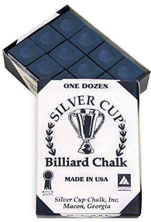 SILVER CUP Billiard CHALK - ONE DOZEN (Navy)