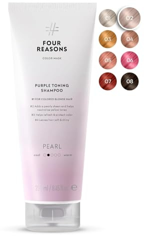 FOUR REASONS Hair Color Shampoo, Pearl Blonde (8 Colors) - Blonde Hair Toner & Color Depositing Shampoo, Hair Color Shampoo for Women, Pearl Blonde Toner - Sulfate Free, Vegan – 250 ml
