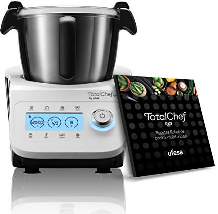Ufesa TotalChef RK3 Multifunktions-Küchenmaschine, 30 Funktionen, Kapazität 3,5 l, LCD-Display mit Touch-Tasten, integrierte Waage, Inklusive Rezeptbuch PDF, Weiß