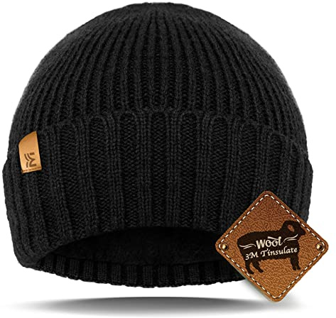 Migliore Wear Wollmütze Herren, Winter Strickmützen für Damen Herren, Thinsulate Winddichte Wintermütze, Warme Beanie Mütze für Unisex