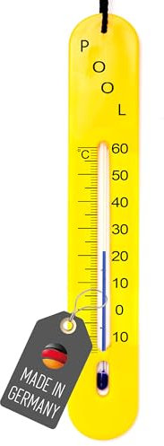 Lantelme Termometro da piscina affondante con cavo per misurazione della temperatura dell'acqua in profondità, indicatore di temperatura da -15 °C a 60 °C, termometro analogico giallo per piscina