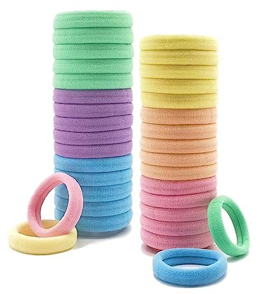 Yedtreg Hair Bands for Girls, 30 Pack Soft Hair Ties No Damage for Women, Seamless Hair Bobbles for Thick Curly Hair, Strong Elastic Ponytail Holders Hair Accessories (Multi-Colour)