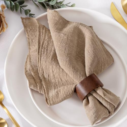 MLMW Juego de 10 servilletas Bohemias de Tela para Mesa, Color marrón Nude, servilletas de Tela Lavables a Granel de 16.5 x 16.5 Pulgadas para Bodas, Fiestas, Baby Shower, cumpleaños, decoración de