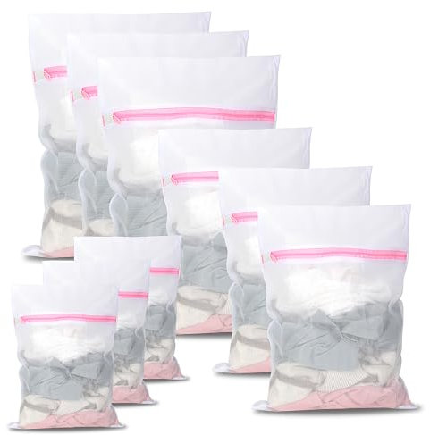 Rete per la biancheria per lavatrice, set da 9 pezzi, borsa a rete riutilizzabile, grande e piccola