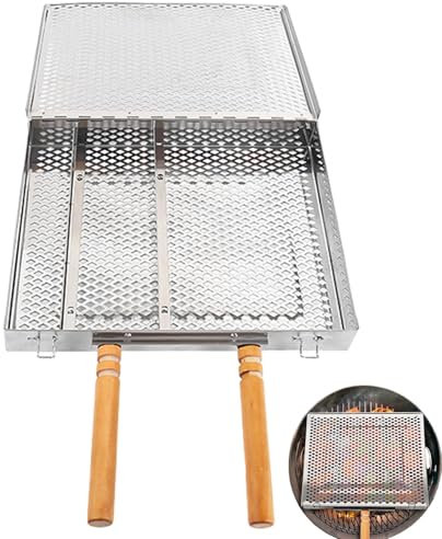 Cesta de parrilla – Cesta de acero inoxidable, cesta de barbacoa, cesta de parrilla plegable | Cesta de cocina para barbacoa, herramientas de cocción, cesta de pescado y verduras para barb