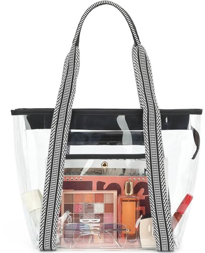Fammart Clear Bags 12x6x12 Stadium Approved, Jelly Tote Bag for Women