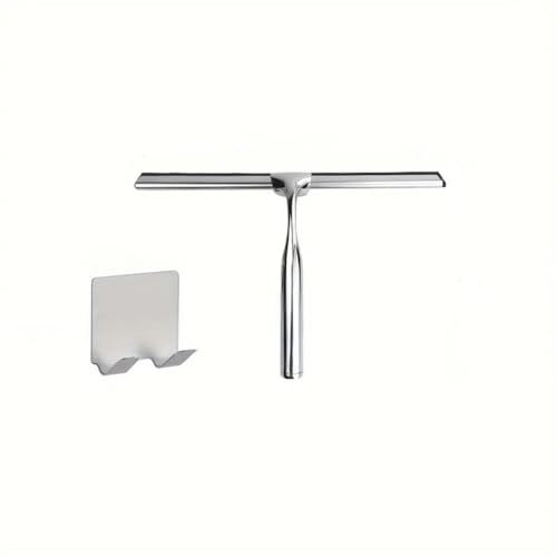 Raschietto per vetro in acciaio inox - Perfetto per la pulizia di cucina, bagno e finestre - Tergivetro da parete, con 1 gancio, argento, 22,5 * 17 cm