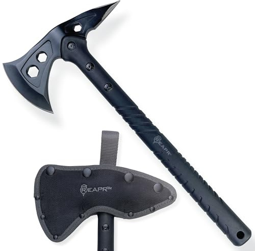 Reapr Tactical Hawk 7 Dual-Blade Throwing Axe – Survival Tomahawk with Spike & Axe Head, Stainless Steel, Nylon-Fiberglass Handle, Belt Sheath – Camping, Hunting, Wood Splitting, Gift for Outdoorsmen