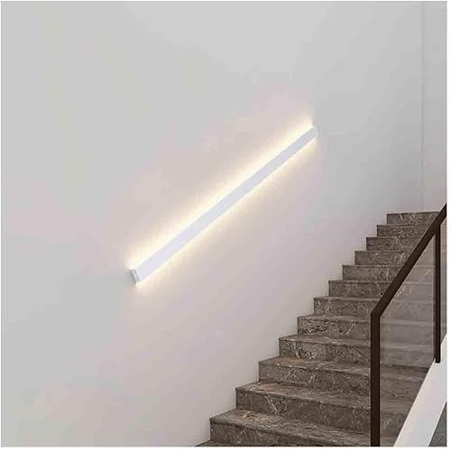 HGOuhK Rampe d'escalier LED en Aluminium avec éclairage - Rampe d'escalier intérieure Contre Le Mur - Aide à l'entrée Main Courante d'escalier(Bianco,150X6.5X3 CM)