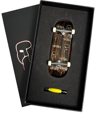 LEEFAI Pro Fingerboard Complete 34 x 96 mm, pedana in legno d'acero con truck incisi, ruote in uretano, configurazione pre-assemblata, logo Op3ra inciso (logo piccolo)