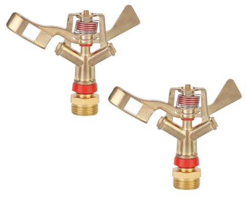 Bevattningssprinkler, 3/4 tums gänga kraftig slagsprinkler med munstycken för uteplats gräsmatta trädgårdsgolfbana, spraydiameter 15 till 25m (2 st)