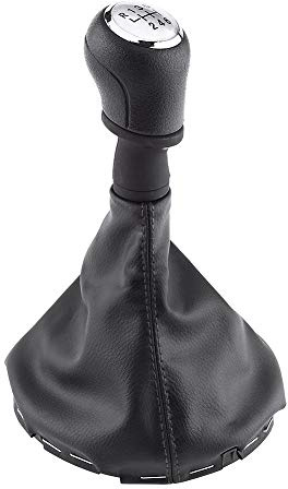 Manual 6 Speed Gear Shift Knob Gaiter Boot Cover Kit Black Leather Car Gear Stick Knob Cover for Transporter T5/T6 (2003-2011)