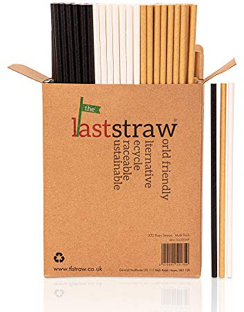the Last Straw - 100% Biodegradable Paper Drinking Straws (300 Pack)(White/Brown/Black)