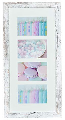 Bilderrahmen 28x54cm Weiß Braun 10x15cm 4 Fotos Shabby Chic Vintage Fotorahmen Galerie Glas Wohndeko Einrichtung Wanddeko