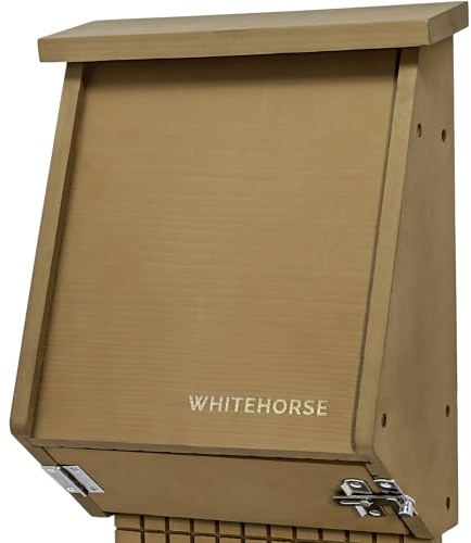 WHITEHORSE Bat House for Outdoors - 4-Chamber Bat Box - Cedar Bat Boxes for Outside - Get Rid of Mosquitoes While Supporting Bats (Brown)