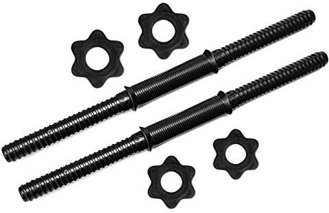 Hantelstangen Kurzhantelstange 2er-set,45x2.5x2.5cm,Krafttraining Stangen mit Sternverschlüssen,Gewichtsstange [Paar mit 4 Metall Spinlock Kragen] Langhantel Gewicht Stange (Ring Harte Stange,45cm)