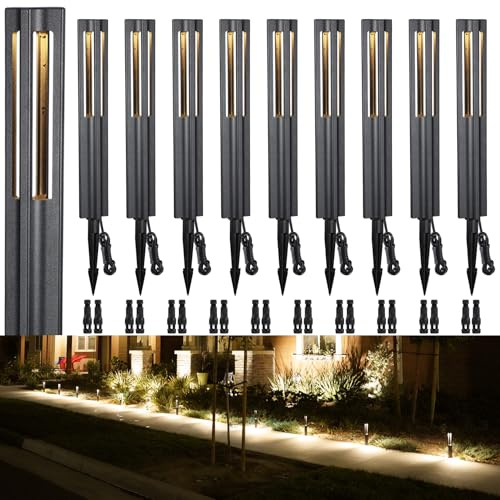 LEONLITE 10-Pack Low Voltage Path Lights, 3W LED Landscape Pathway Lights, Outdoor Landscape Lighting for Driveway, Garden, Aluminum, 12-24V AC/DC, ETL, IP65 Waterproof, 3000K Warm White, Black