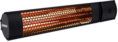 VONROC Stufa riscaldante a infrarossi 2000W da esterno. 2 livelli di calore. Per parete e soffitto. Con elemento anabbagliante. Incl. Telecomando. Nero