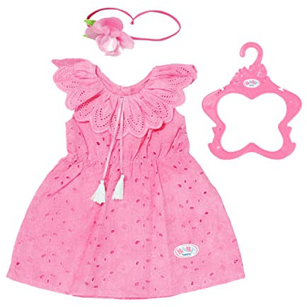 BABY born Trendy Blumenkleid, Puppenkleid aus rosa Spitzenstoff mit Haarband für 43 cm Puppen, 832684 Zapf Creation