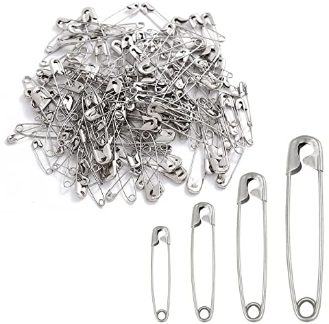 ZZLBZN Safety Pins, 100Pcs Sliver Safety Pins for Clothes, Strong Nickel Plated Steel Rust Resistant Sewing Accessories for Clothes Arts Crafts DIY Pinning Hemming Dressmaking 4 Sizes-18 22 28 38mm