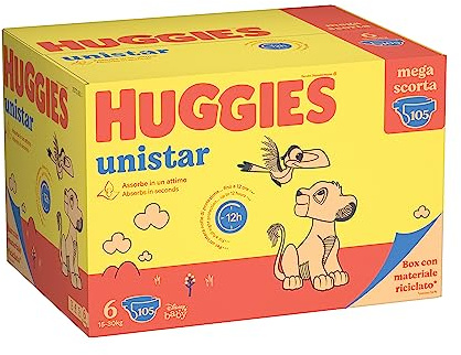Pannolini Huggies Unistar Mega 6^ 15-30 Kg Xl 105 unità