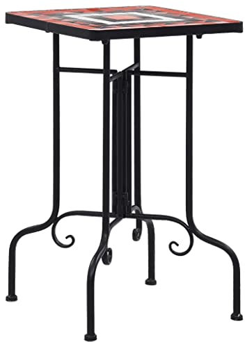 Homgoday Mesa de servicio Mosaico Terracota y Blanco de Cerámica, Muebles para Casa Interior Exterior Salón Dormitorio