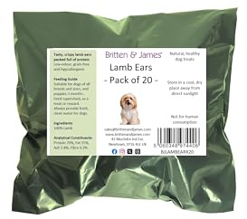 20 Crispy Airdried Lamb Ears for Dogs by Britten and James