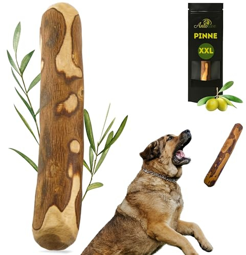 ANLOLIVE | Naturlig tuggleksak storlek XXL 37 cm | Stora och mycket stora hundar | Olivträ | Hållbar, säker och hälsosam leksak | Tandvård och stresslindring
