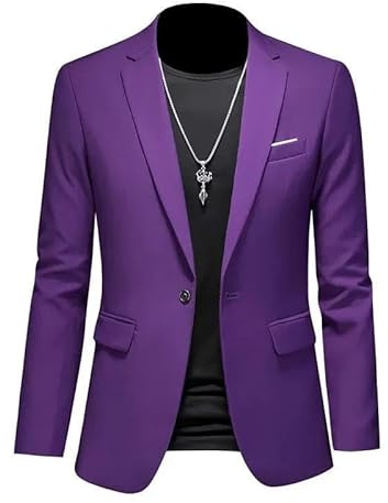 ABARTY Blazer pour Hommes Casual Slim Fit Blazer Veste Un Bouton Blazer Léger Costume Vestes Casual Sport Manteau Formel Costume d'affaires Blazers Mariage Smoking Violet M