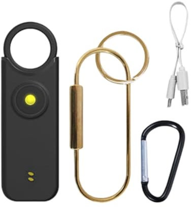 Persönlicher Sicherheitsalarm, Schlüsselanhänger mit Sirene von 135 dB und Stroboskop-LED-Licht für Frauen, Kinder, ältere Menschen, Notfallsystem, Prävention und Selbstverteidigung, wiederaufladbar.
