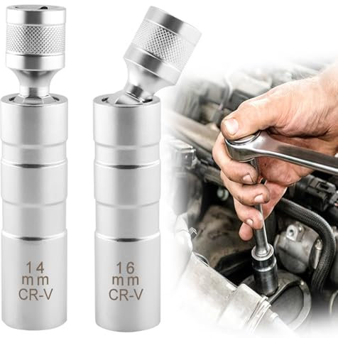 TOKSEO Llave de bujía magnética universal de 14 mm y 16 mm, juego de llaves de bujías giratorias, conector de bujías para reparación de coches