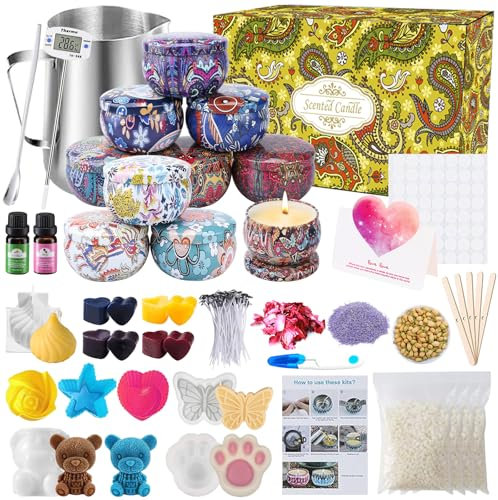 UCAMP Kit de Fabrication de Bougies Parfumées DIY - Ensemble à Faire Soi-Même pour Débutants - Cadeau de Cire