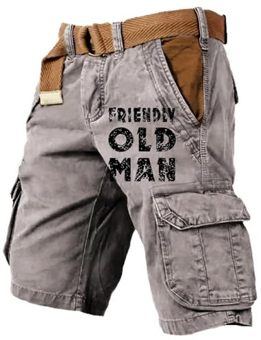 Générique Short Bermuda Homme Cargo, Pantalon Short Homme Taille Élastique Multipoches Coupe Ample Séchage Rapide Short Course a Pied Confortable Multi-Utilisation, Finition Soignée, D'extérieur