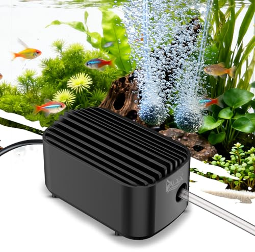 AQQA Air Pump Aquarium, 120L/h Fish Tank Air Pump Silent, Oxygen Pump with Single-outlet for Tank up to 200L