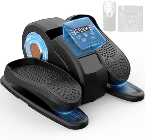Under Desk Elliptical Machine, 80W Electric Elliptical Machine for Seniors with 12 Adjustable Speed, Ultra Quiet Seated Pedal Exerciser with LCD Display & Remote Control for Home Office