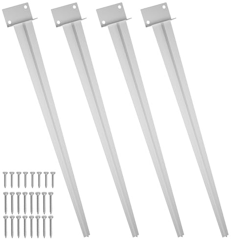 FIVMEN 4 manicotti a forma di L, manicotto per terra con 70 cm, supporto per pali a L, per pali in legno, colore argento