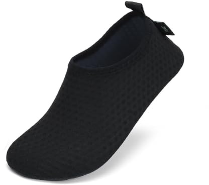 Water Shoes Kids Toddlers Beach Swim Shoes Non-Slip Quick Dry Mesh Kids Barefoot Aqua Socks for Swimming Pool Surfing (Black, Toddler, 10.5, Numeric Range, UK Footwear Size System, 11, Medium)