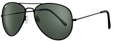 Zippo Eyewear - Flash Pilot Sunglasses - UV400 Protection - Zippo Logo on Left Lense - Adult - Unisex - Made in USA - Black Lenses, Frame & Temple - Black