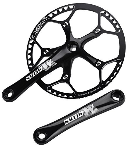 Fahrrad Kurbel Set, Single Speed Kurbelgarnitur 53 Z?hne, 170mm Kurbelarm, Schwarz, f¨¹r Rennrad und Mountainbike