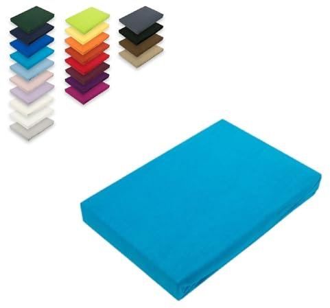 EXKLUSIV HEIMTEXTIL Microfaser Spannbettlaken Rundumgummizug 100% Polyester, 130 g/m², Steghöhe 30 cm, Öko - Tex Zertifiziert, 90-100 x 200 cm + 30 cm Türkis