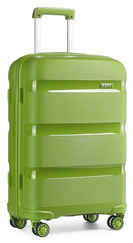 KONO Hartschalenkoffer Mittelgroß 65cm Rollkoffer mit TSA Schloss und 4 Rollen Leicht Modisch und Verschleißfest Polypropylen Reisekoffer, 65x44x27cm, 66 Liter (Grün, L)