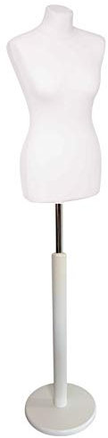 Fella4stores - Maniquí de costura básico, maniquí de escaparate para mujer, busto de sastre con funda y pie redondo, color blanco 34/36