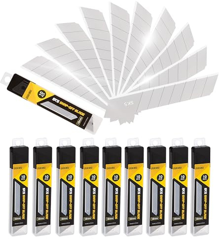 DOWELL 18mm Snap Off Blade SK5 Utility Knife Retractable Blades Box Cutter Blades (100pc)