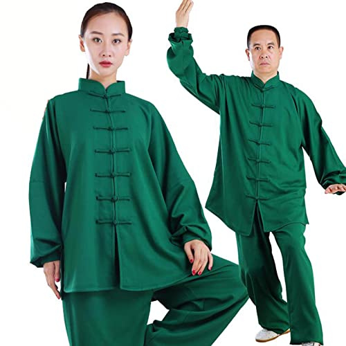 HFCY Uniformes chinoises traditionnelles de Tai Chi Kung Fu Vêtements pour les arts martiaux, pour femmes, hommes, vert-XL