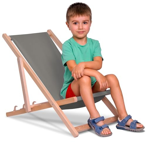 DreamRoots Kinder Liegestuhl Outdoor, Klappbarer Gartenstuhl für Draußen, Faltbarer Campingstuhl mit Waschbarem Bezug aus 100% Polyester bis zu 130 kg