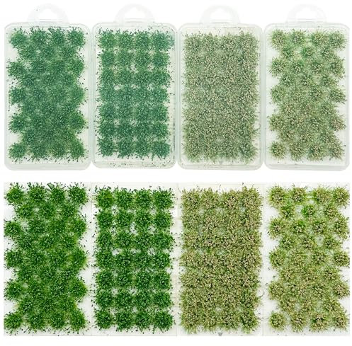 Cayway 120 Stück Scenics Gras Grasbüschel, 4 Farbe Static Grass Tuft Schnee Statische Grass für Miniatur Ornamente Eisenbahn Modellbahn Landschaftsbau Diorama Zubehör